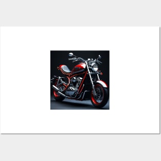 Chrome and Red Motorcycle 2 - Sleek and Stylish Posters and Art